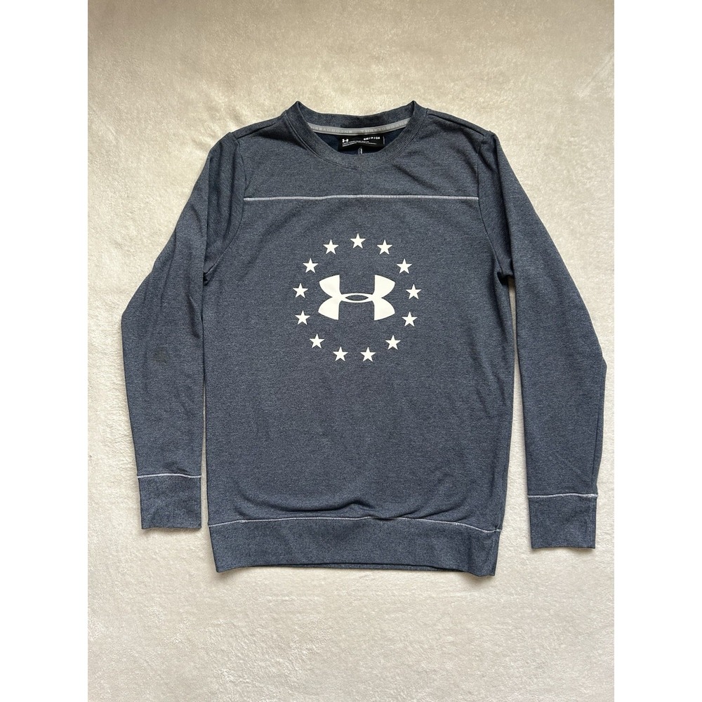 Under Armour blue grey lightweight sweatshirt with white logo womens Size S